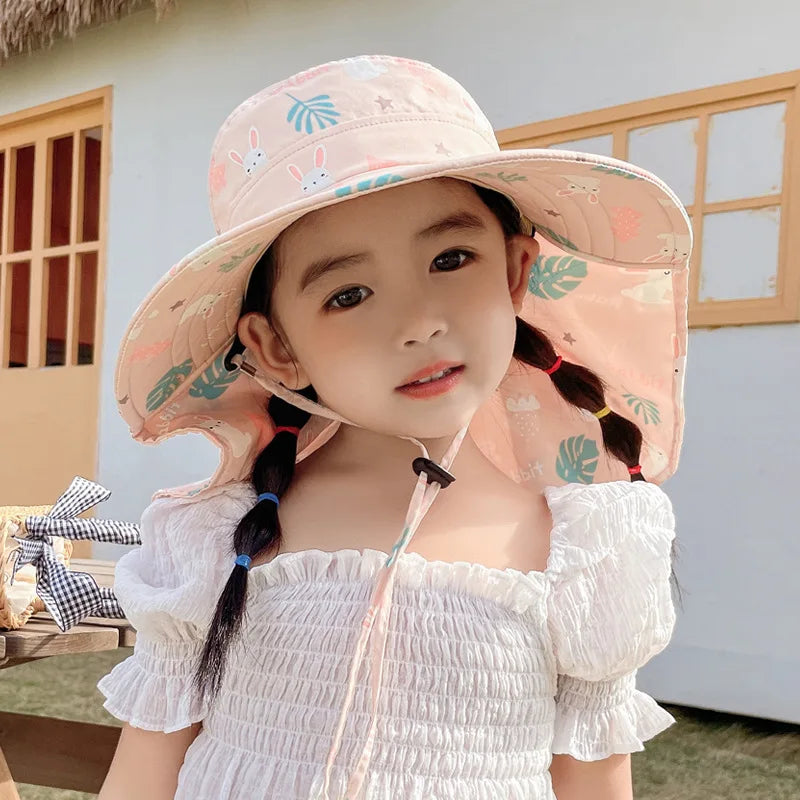 ANTI-UV KIDS SUN HAT WITH WHISTLE - SUMMER BUCKET HAT FOR BOYS AND GIRLS-Red-Nora Luxe