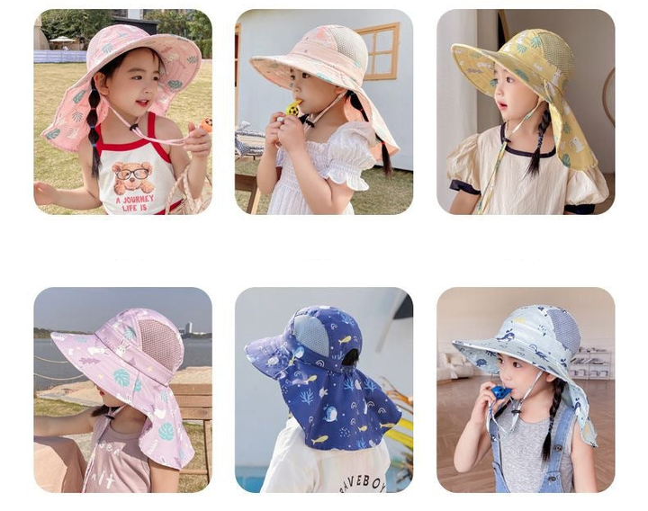 ANTI-UV KIDS SUN HAT WITH WHISTLE - SUMMER BUCKET HAT FOR BOYS AND GIRLS-White-Nora Luxe