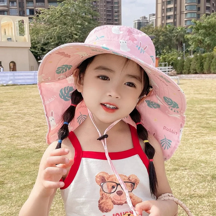 ANTI-UV KIDS SUN HAT WITH WHISTLE - SUMMER BUCKET HAT FOR BOYS AND GIRLS-White-Nora Luxe