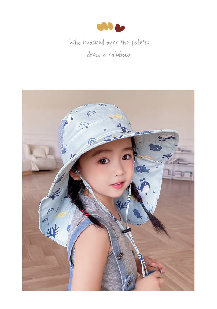ANTI-UV KIDS SUN HAT WITH WHISTLE - SUMMER BUCKET HAT FOR BOYS AND GIRLS-White-Nora Luxe