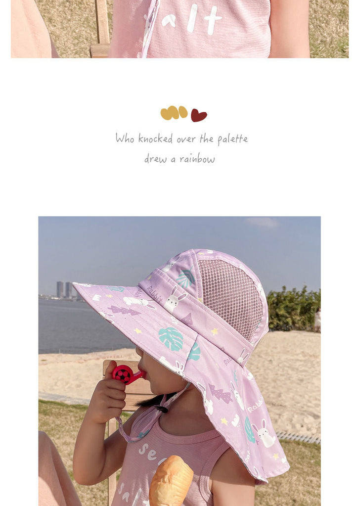 ANTI-UV KIDS SUN HAT WITH WHISTLE - SUMMER BUCKET HAT FOR BOYS AND GIRLS-White-Nora Luxe