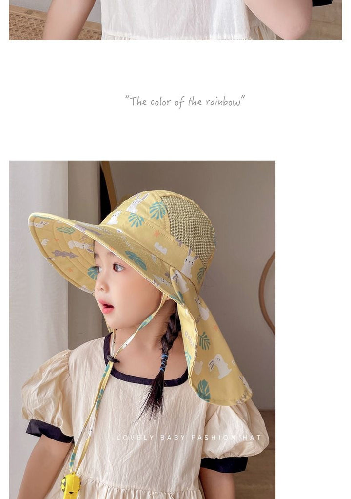 ANTI-UV KIDS SUN HAT WITH WHISTLE - SUMMER BUCKET HAT FOR BOYS AND GIRLS-White-Nora Luxe