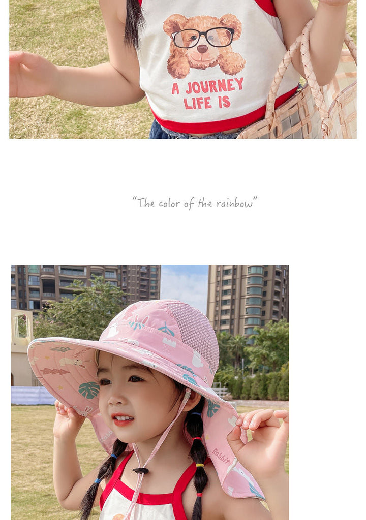 ANTI-UV KIDS SUN HAT WITH WHISTLE - SUMMER BUCKET HAT FOR BOYS AND GIRLS-White-Nora Luxe
