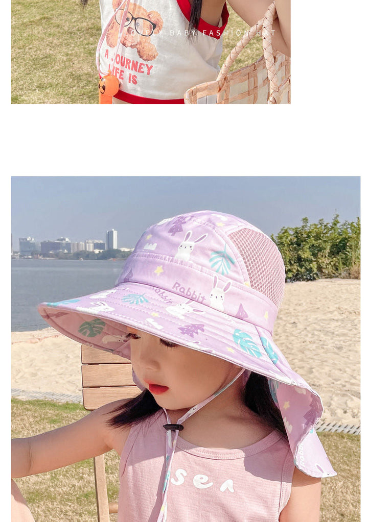 ANTI-UV KIDS SUN HAT WITH WHISTLE - SUMMER BUCKET HAT FOR BOYS AND GIRLS-White-Nora Luxe