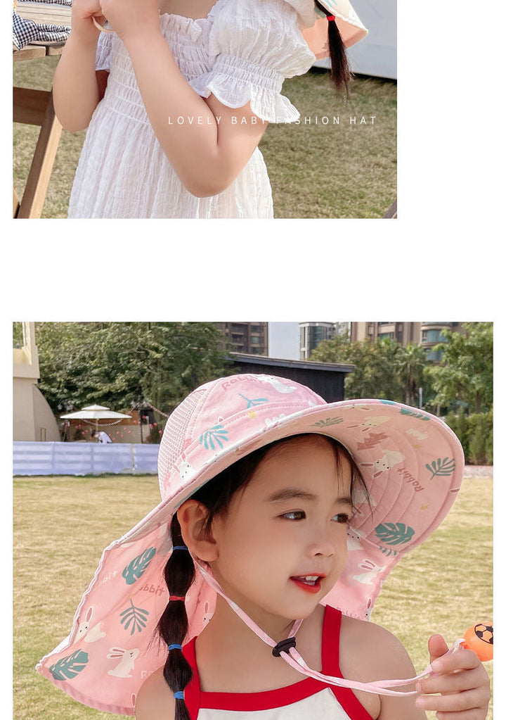 ANTI-UV KIDS SUN HAT WITH WHISTLE - SUMMER BUCKET HAT FOR BOYS AND GIRLS-White-Nora Luxe