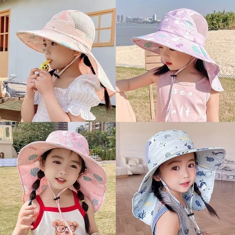 ANTI-UV KIDS SUN HAT WITH WHISTLE - SUMMER BUCKET HAT FOR BOYS AND GIRLS-White-Nora Luxe