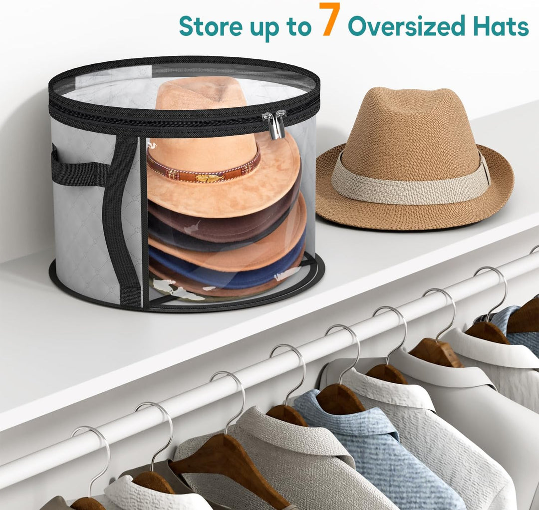 Large Clear Hat Storage Case – Wide-Brim Hat Organiser with Handles (Buy 1, Take 1 FREE)
