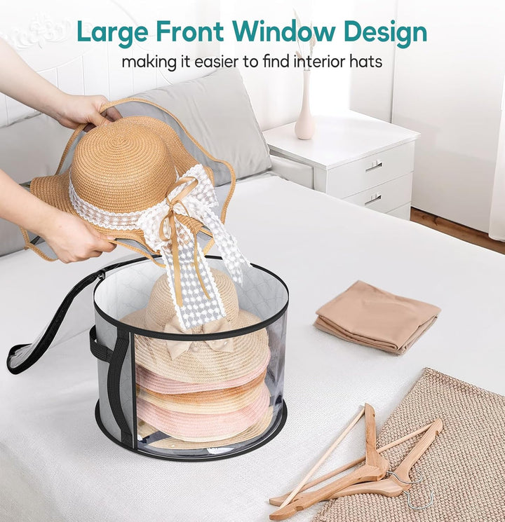 Large Clear Hat Storage Case – Wide-Brim Hat Organiser with Handles (Buy 1, Take 1 FREE)