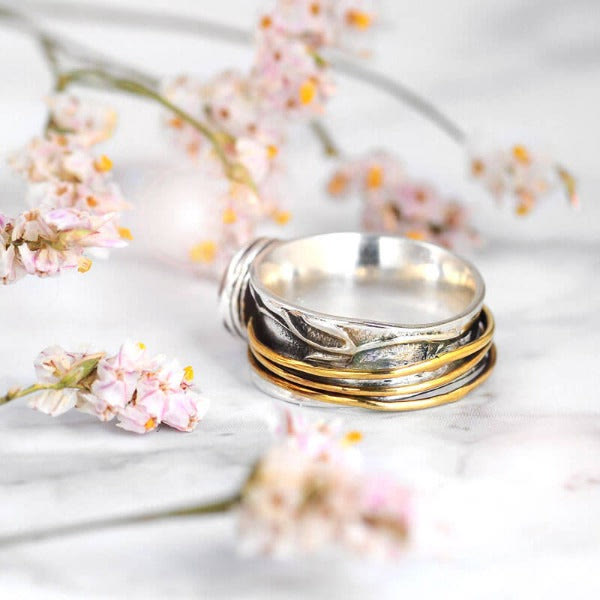 Aquamarine Spinner Ring - Selene-2.01 in-Nora Luxe