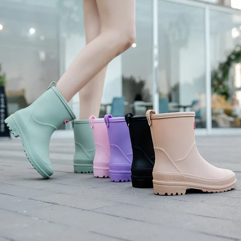 AquaStride 2.0 | Stylish Half-High Waterproof Rain Boots for Women-Purple-6-Nora Luxe