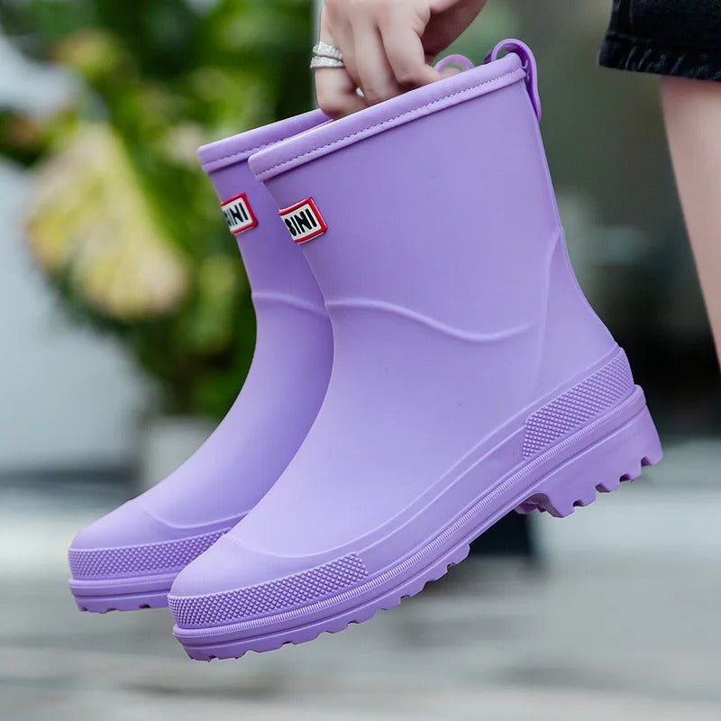 AquaStride 2.0 | Stylish Half-High Waterproof Rain Boots for Women-Purple-6-Nora Luxe
