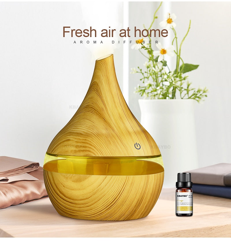 Aroma Diffuser with Humidifier and LED Lighting - AromaGlow-Light brown-Nora Luxe