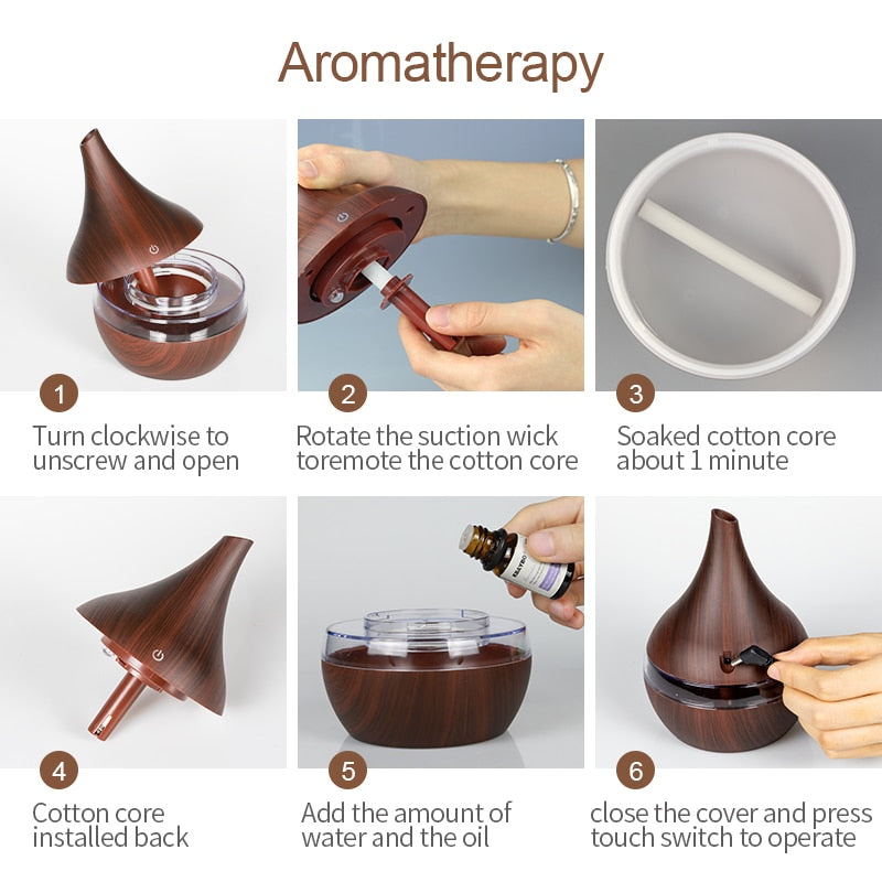 Aroma Diffuser with Humidifier and LED Lighting - AromaGlow-Light brown-Nora Luxe