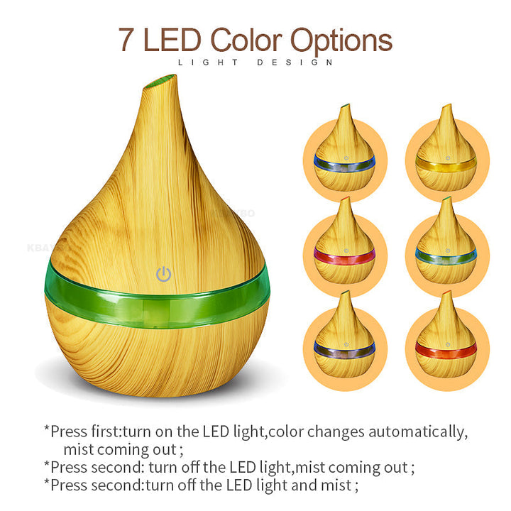 Aroma Diffuser with Humidifier and LED Lighting - AromaGlow-Light brown-Nora Luxe