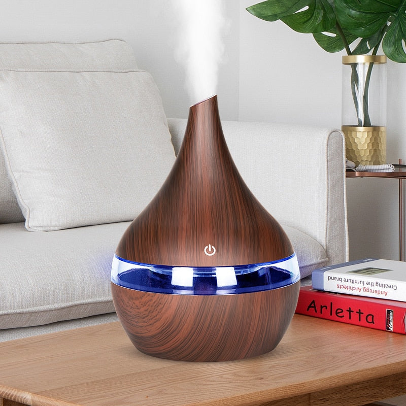 Aroma Diffuser with Humidifier and LED Lighting - AromaGlow-Light brown-Nora Luxe