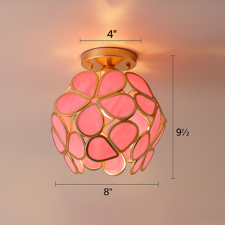 Artistic Glass Ceiling Lamp with Flower Pattern - FlowerHall-Green-D7.87 × H9.84 in-Nora Luxe