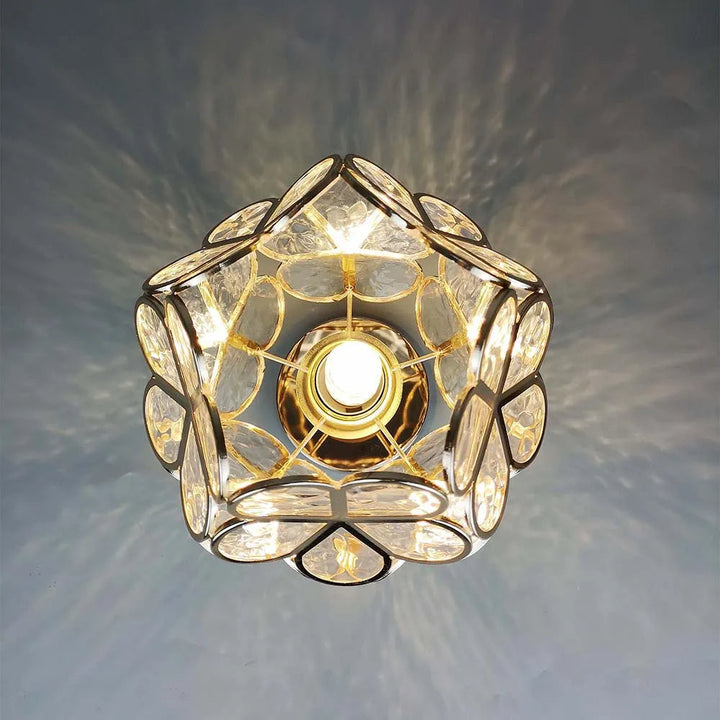 Artistic Glass Ceiling Lamp with Flower Pattern - FlowerHall-Green-D7.87 × H9.84 in-Nora Luxe
