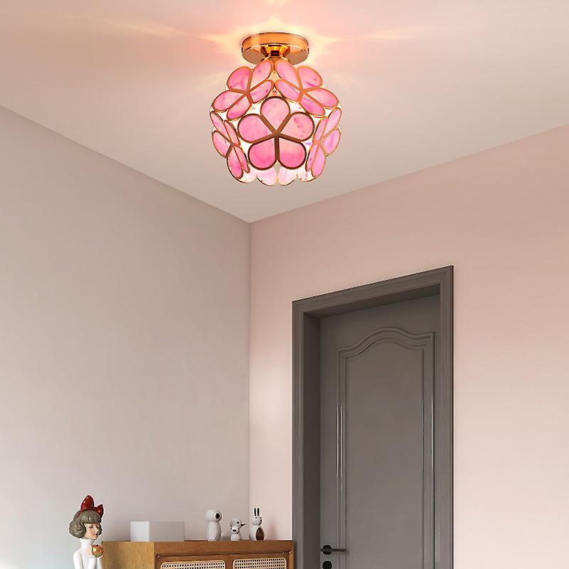 Artistic Glass Ceiling Lamp with Flower Pattern - FlowerHall-Pink-D7.87 × H9.84 in-Nora Luxe
