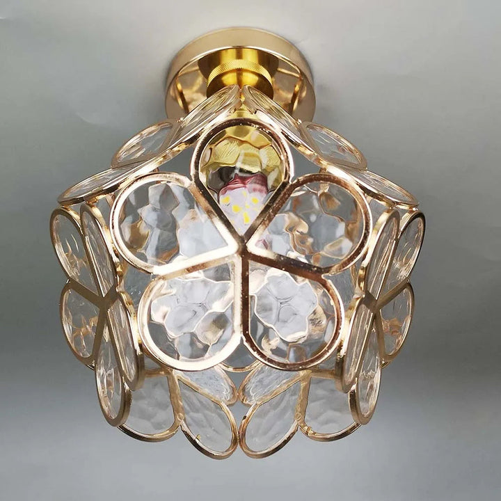 Artistic Glass Ceiling Lamp with Flower Pattern - FlowerHall-Transparent-D7.87 × H9.84 in-Nora Luxe