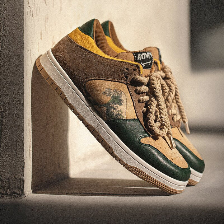 Artistic ladies and gentlemen's platform sneakers with wave design – Daiki-3-Nora Luxe