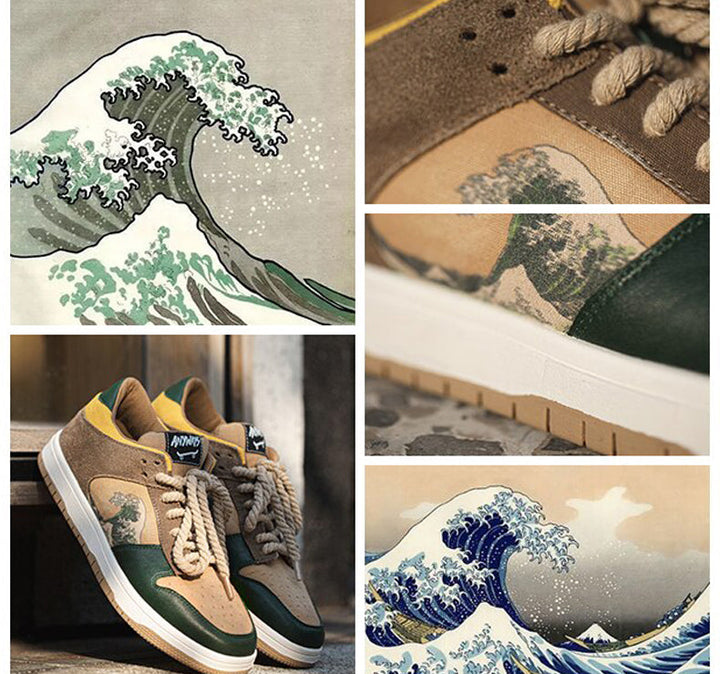 Artistic ladies and gentlemen's platform sneakers with wave design – Daiki-3-Nora Luxe