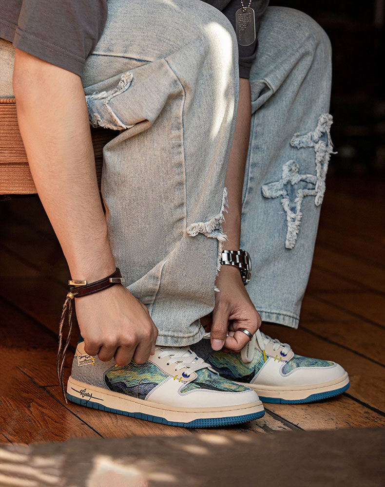 Artistic unisex sneakers with starry night design & comfort sole – Lior-5.5-Nora Luxe