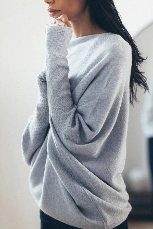 Asymmetric Oversized Women's Sweater - Sophia-Gray-Nora Luxe