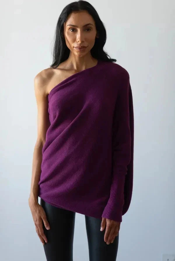 Asymmetric Oversized Women's Sweater - Sophia-Purple-Nora Luxe