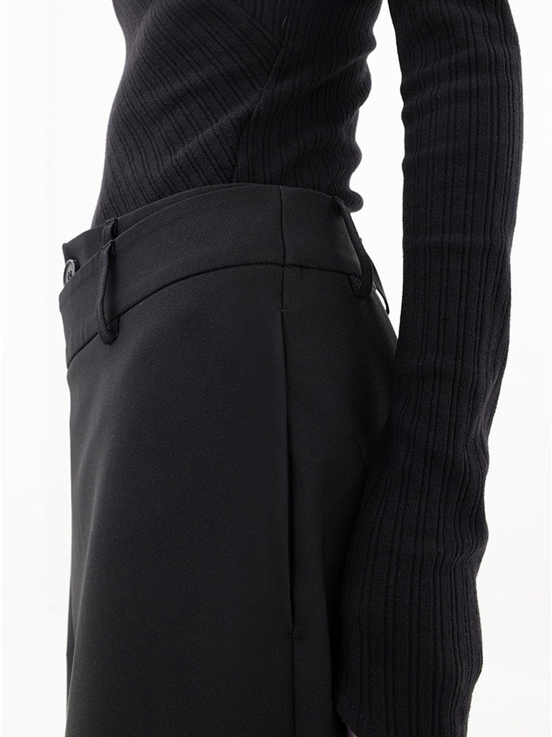 Asymmetrical Comfort Trousers - Livia-Black-S (4-6)-Nora Luxe