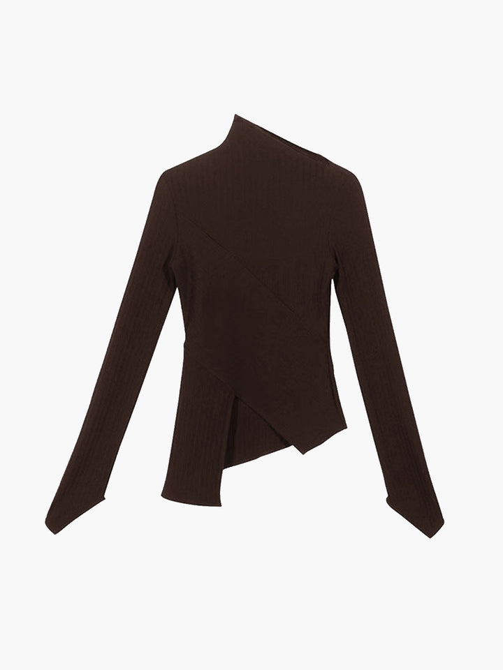 Asymmetrical Jumper with Cut for Ladies - Amelia-Black-XS-Nora Luxe