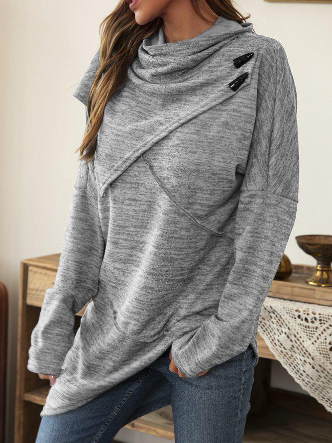 Asymmetrical Shirt with Waterfall Collar - Liora-Blue-S-Nora Luxe