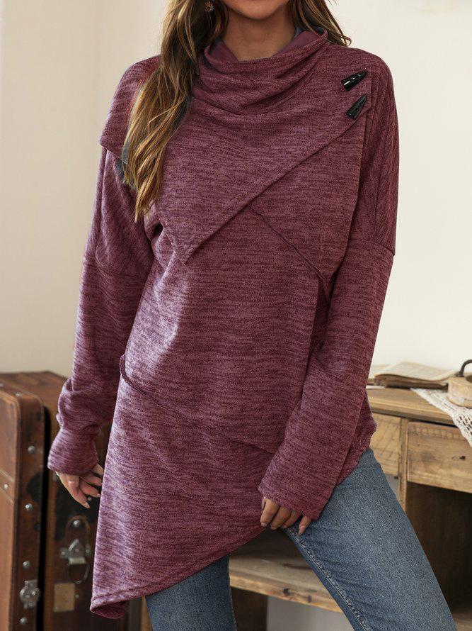 Asymmetrical Shirt with Waterfall Collar - Liora-Red wine-S-Nora Luxe