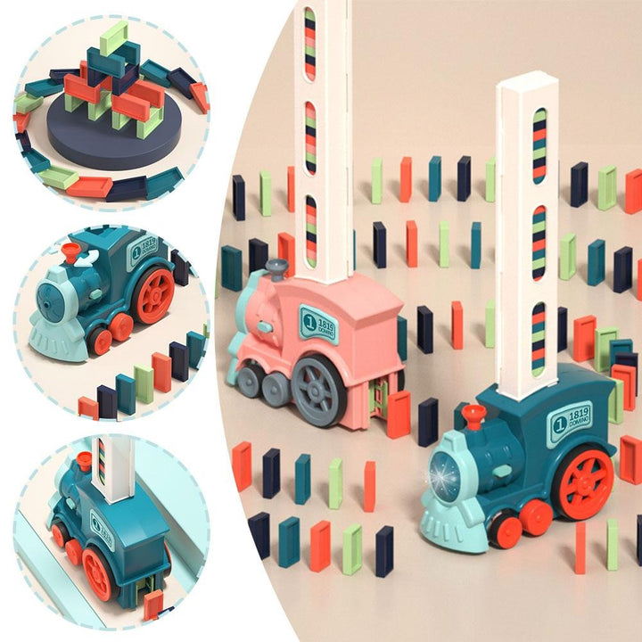 Automatic Domino Train Set - AutoDomino-Blue-60 Pieces-Nora Luxe