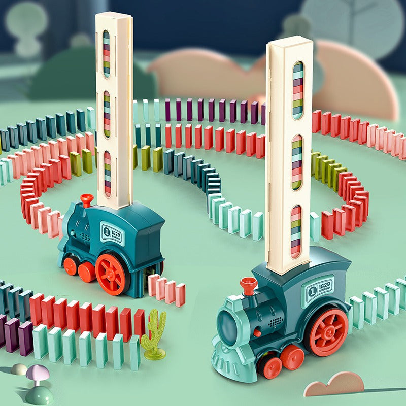 Automatic Domino Train Set - AutoDomino-Blue-60 Pieces-Nora Luxe