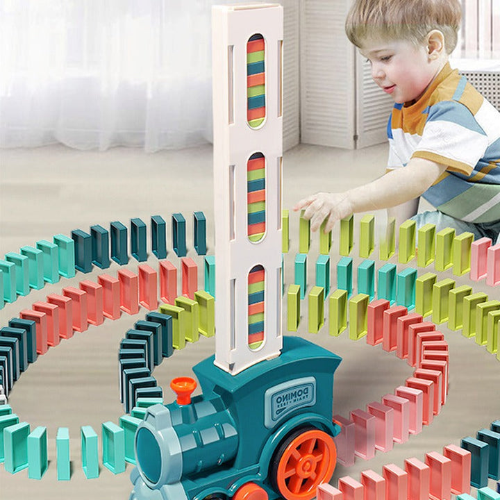 Automatic Domino Train Set - AutoDomino-Blue-60 Pieces-Nora Luxe