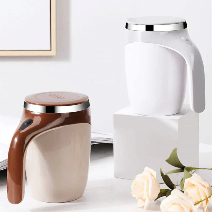 Automatic Stirring Thermos Mug - StirEase-Brown-Nora Luxe