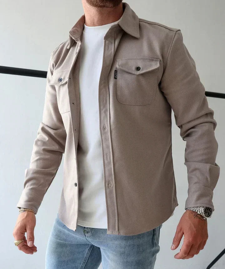 Autumn Casual Shirt - Thomas-S-beige-Nora Luxe
