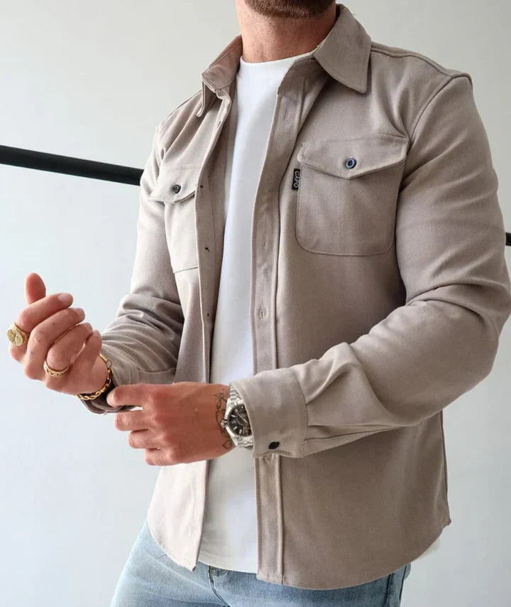 Autumn Casual Shirt - Thomas-S-beige-Nora Luxe