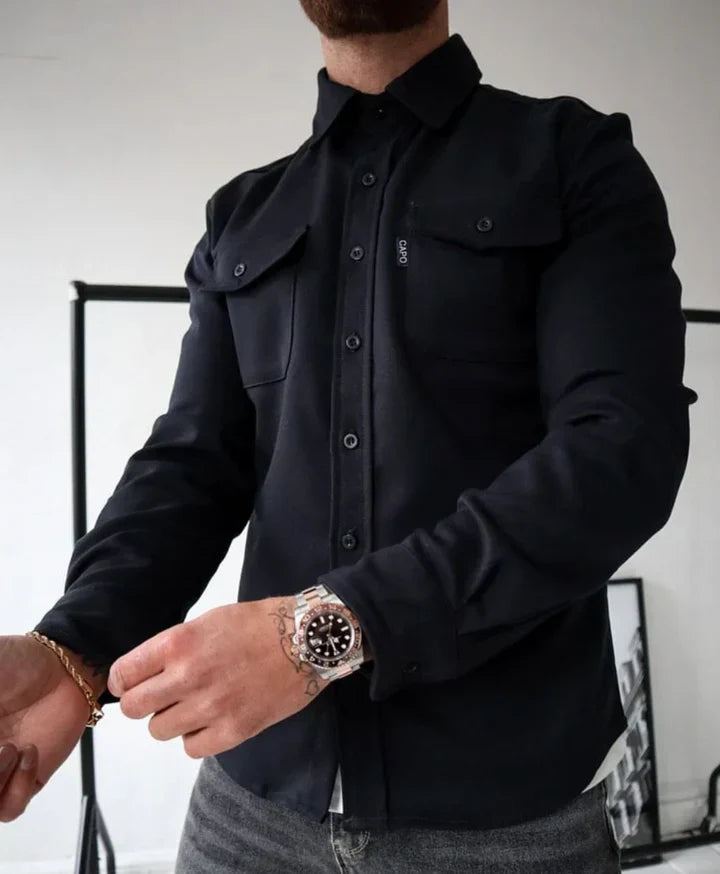 Autumn Casual Shirt - Thomas-S-black-1-Nora Luxe