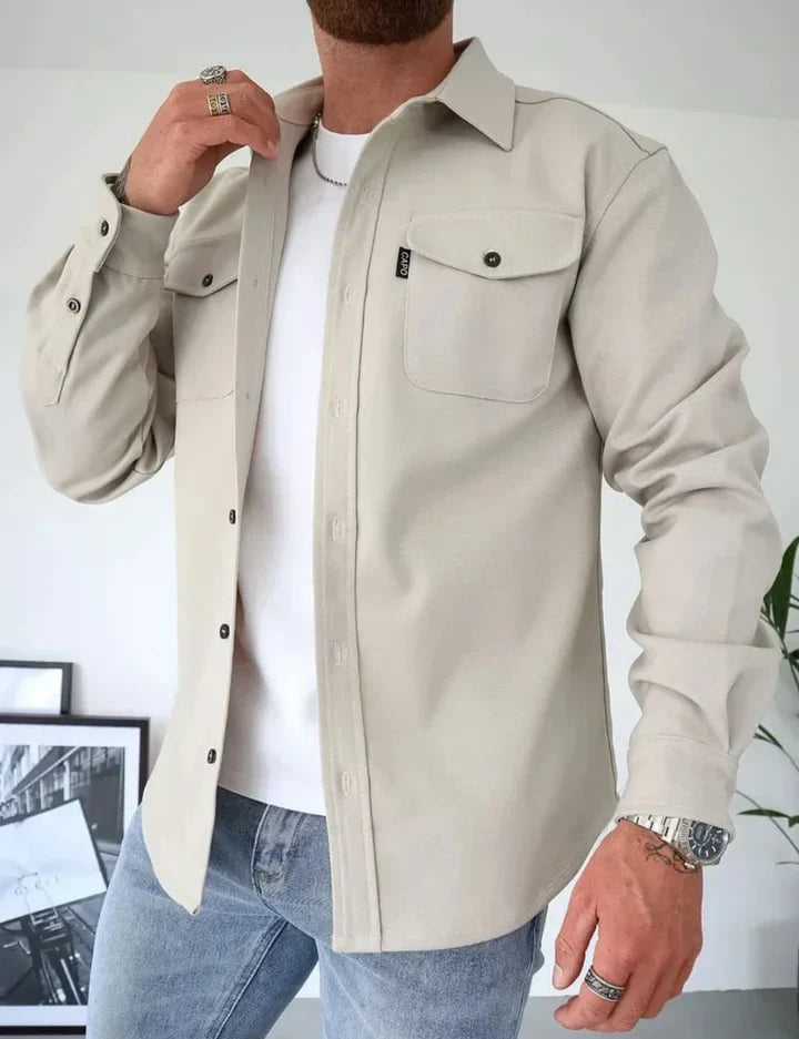 Autumn Casual Shirt - Thomas-S-light beige-Nora Luxe