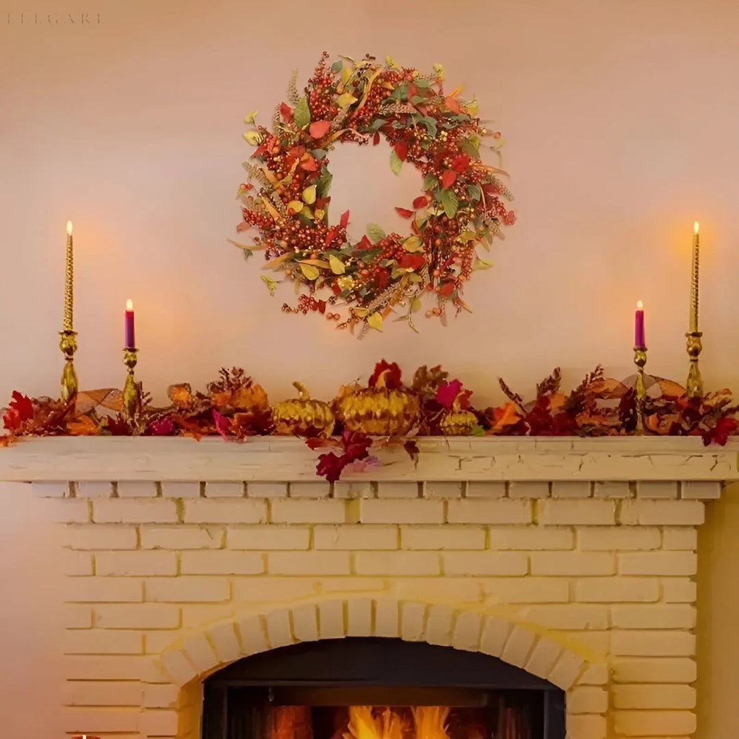 Autumn Wreath - AmberLeaf-13.78 in-Nora Luxe