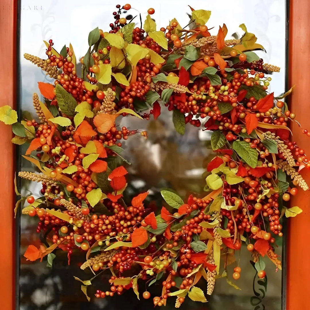 Autumn Wreath - AmberLeaf-13.78 in-Nora Luxe