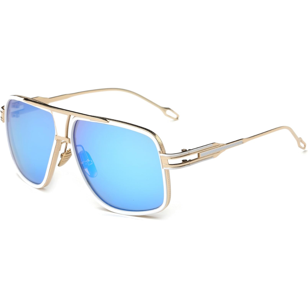 Aviator Sunglasses for Men – Jimmy-Gold and Mirrored Blue Lens-Nora Luxe