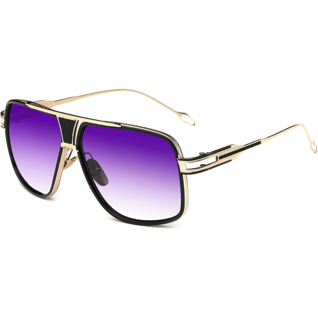 Aviator Sunglasses for Men – Jimmy-Gold & Gradient Purple Lens-Nora Luxe