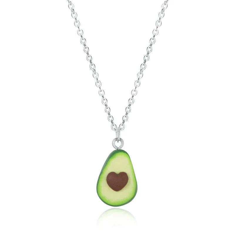 Avocado Heart Necklace | Sterling Silver Pendant | Cute Charm Jewellery-Nora Luxe