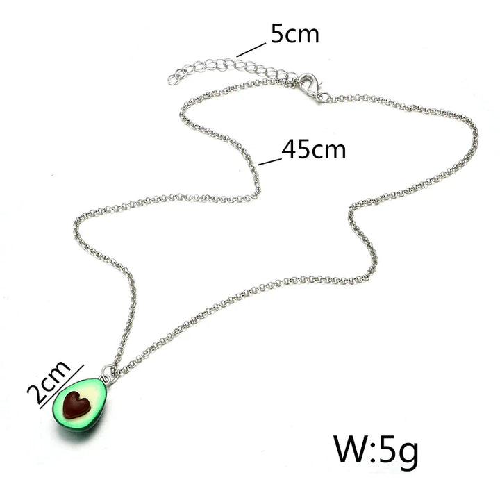 Avocado Heart Necklace | Sterling Silver Pendant | Cute Charm Jewellery-Nora Luxe