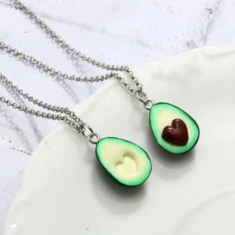 Avocado Heart Necklace | Sterling Silver Pendant | Cute Charm Jewellery-Nora Luxe