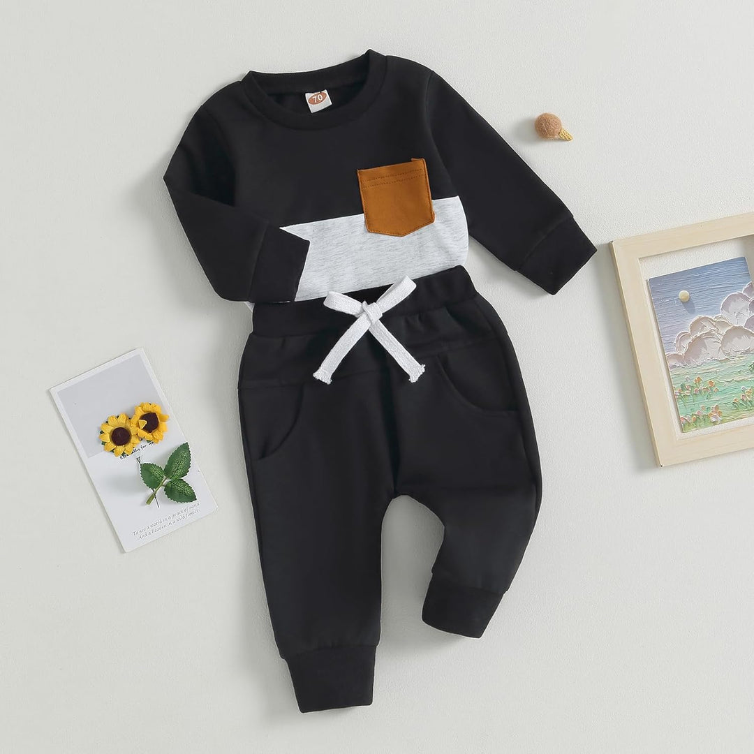Baby Jogger Winter Set – Contrast Sweatshirt and Trousers-A-0-6 Months-Nora Luxe