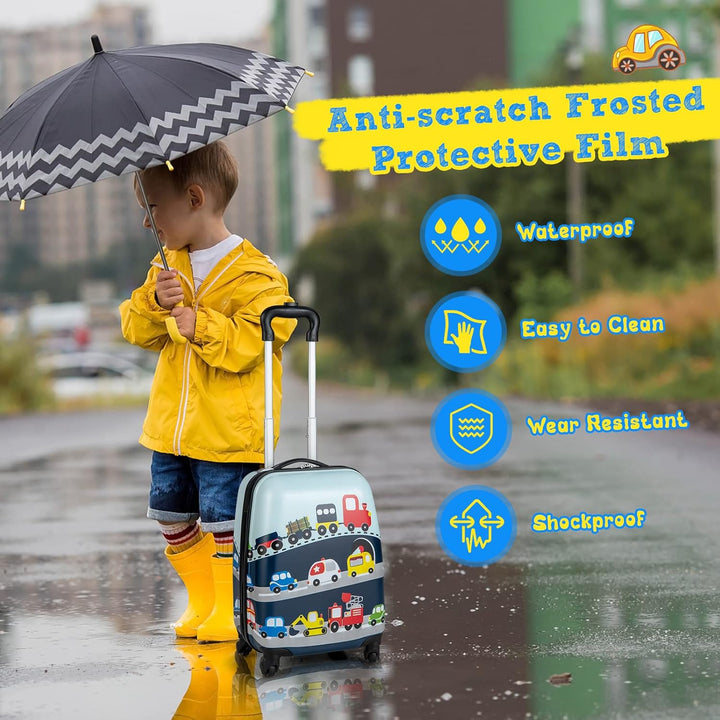 Children’s 2-Piece Hard-Shell Luggage and Backpack Set with 360° Wheels – Helicopter