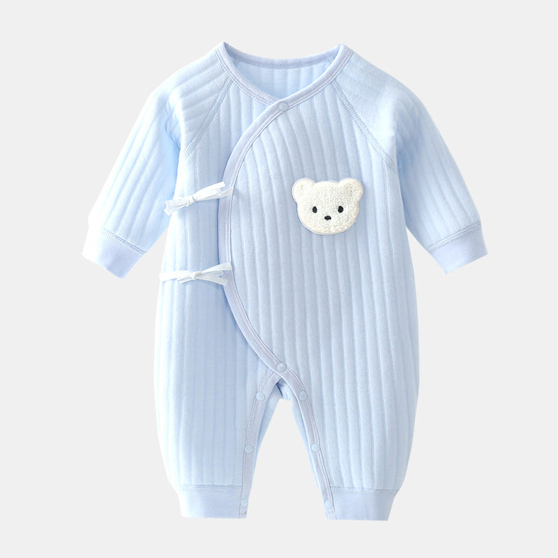 Baby romper with bear - Spring & autumn clothing-Blue-3 Months-Nora Luxe